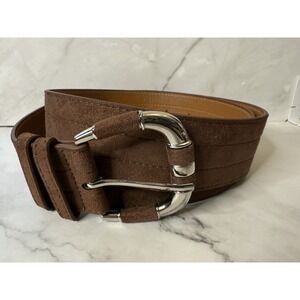 unbranded Brown faux suede Women's Belt Silver hardware Adjustable